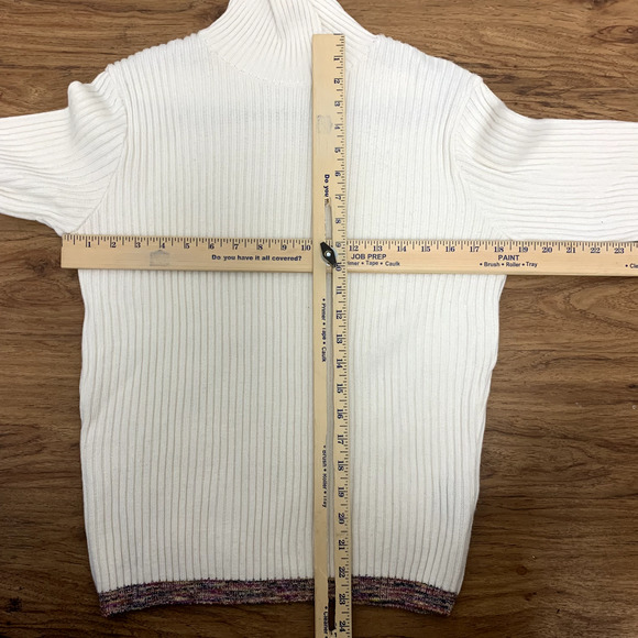 Nano Universe Long Sleeve Turtleneck Ribbed Knit Pullover Sweater White Sz Small - Picture 6 of 9